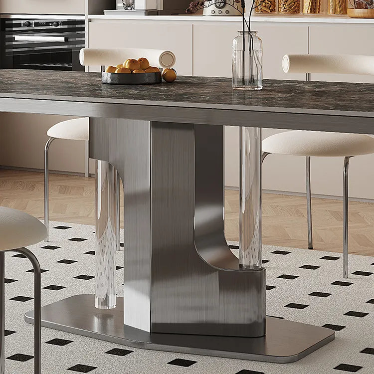 Marble & Acrylic Dining Table – A Touch of Modern Elegance hfcjp-4012