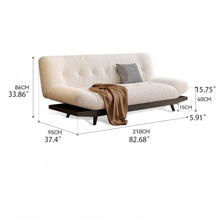 Luxurious Solid Wood Sofa Bed - Elegant Beige Comfort for Modern Living Rooms hfcjp-4015