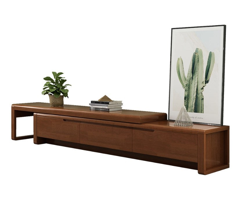 Elegant Natural Brown TV Cabinet - Rubber Wood, Pine Wood & Laminated Finish hglna-1435