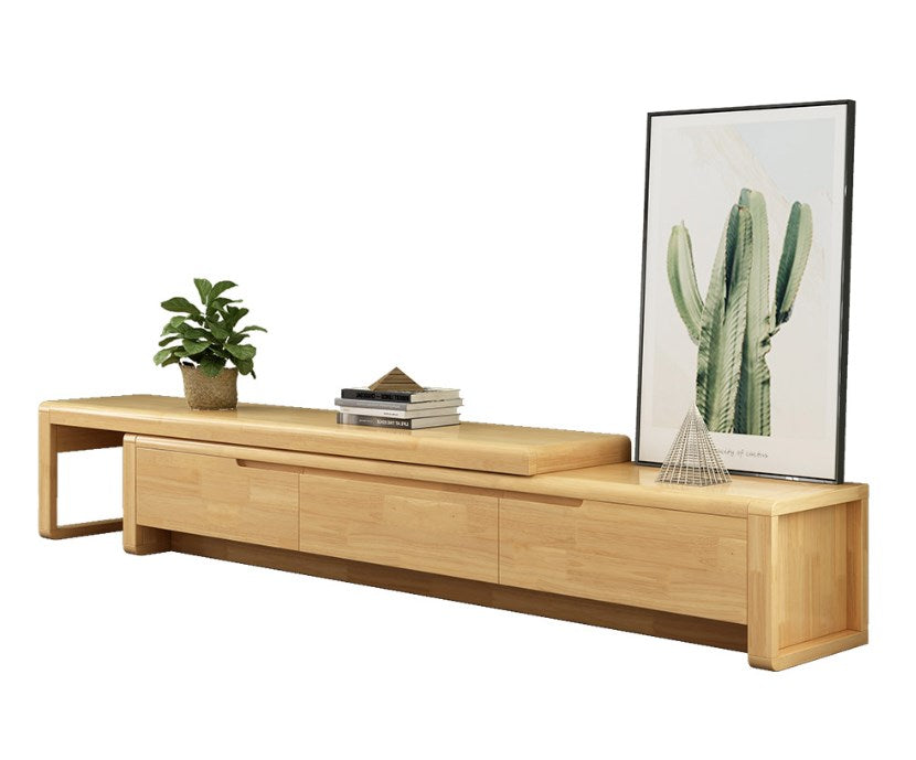 Elegant Natural Brown TV Cabinet - Rubber Wood, Pine Wood & Laminated Finish hglna-1435