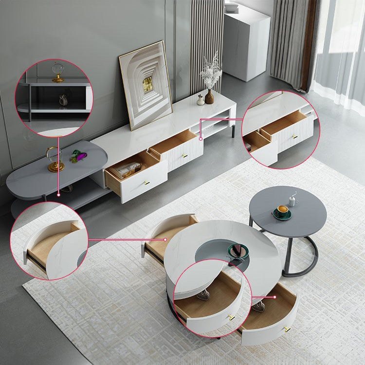 2-Pieces Round Coffee Table with Storage - Modern Design with Metal Legs for LIvingroom hglna-1437