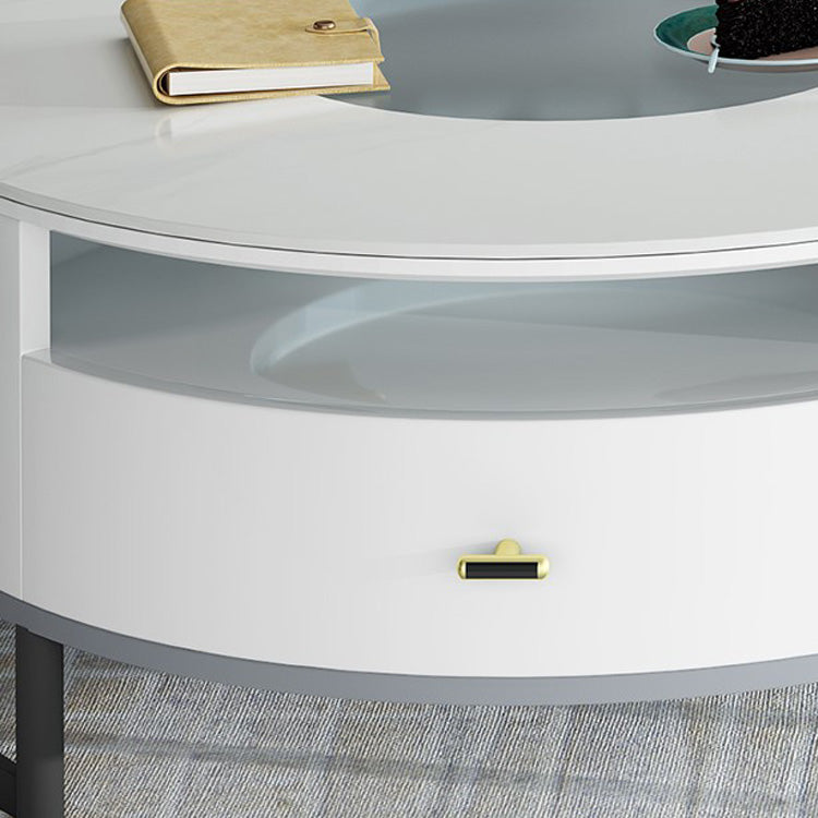 2-Pieces Round Coffee Table with Storage - Modern Design with Metal Legs for LIvingroom hglna-1437