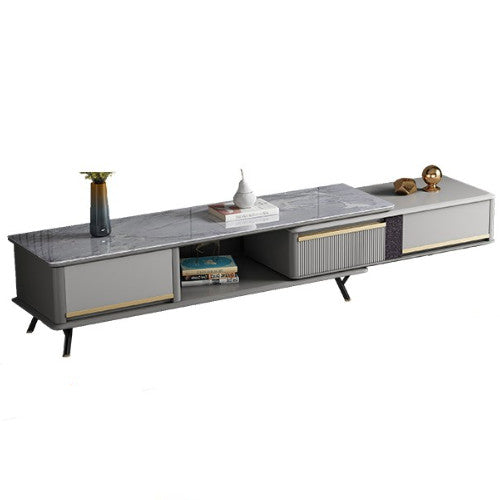 Sleek Gray Sintered Stone TV Cabinet with Pine & Laminated Wood Finish hglna-1438