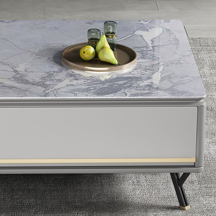 Stylish Rectangular Sintered Stone Coffee Table in Gray - Modern Design with Storage for Livingroom hglna-1439