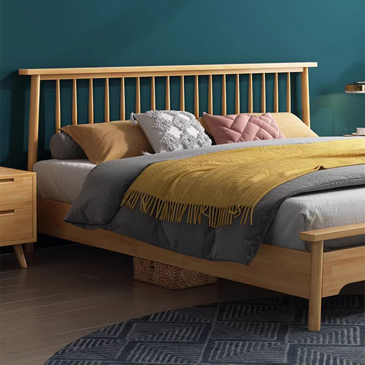 Natural Brown Rubber Wood Bed Frame | Solid Wood Construction hglna-1442