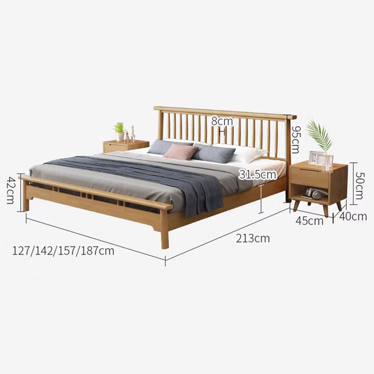 Natural Brown Rubber Wood Bed Frame | Solid Wood Construction hglna-1442