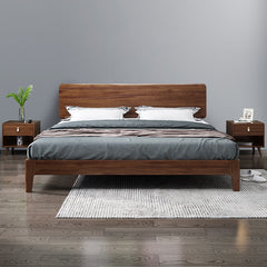 Elegant Bed Frame in Rich Brown Walnut & Pine Wood Finish hglna-1443