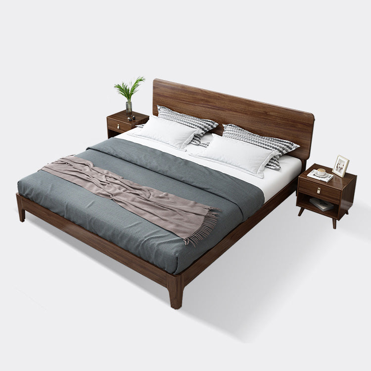 Elegant Bed Frame in Rich Brown Walnut & Pine Wood Finish hglna-1443