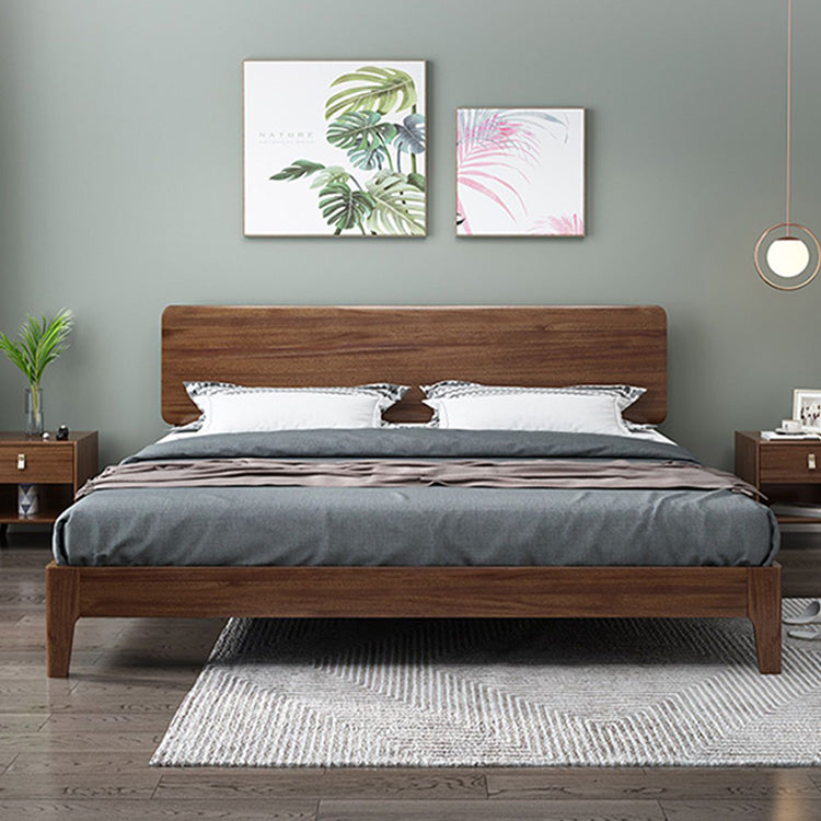 Elegant Bed Frame in Rich Brown Walnut & Pine Wood Finish hglna-1443