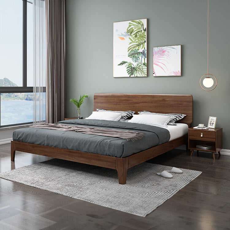 Elegant Bed Frame in Rich Brown Walnut & Pine Wood Finish hglna-1443