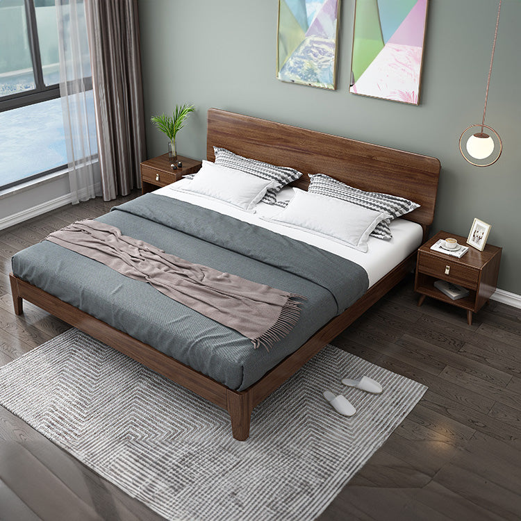 Elegant Bed Frame in Rich Brown Walnut & Pine Wood Finish hglna-1443