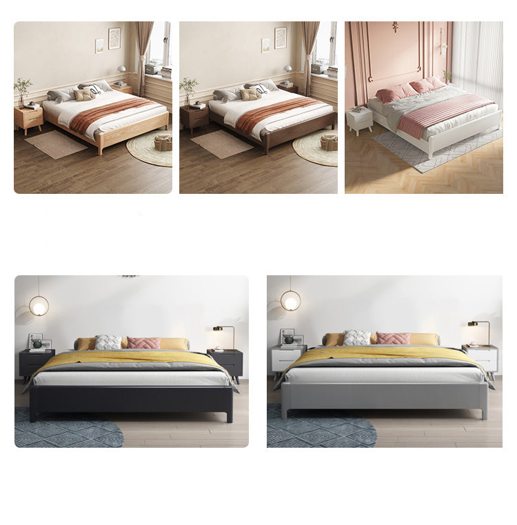 Luxurious Solid Wood Bed Frame in Natural Brown, White, Gray & Black Ash Finishes hglna-1444