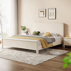 Elegant Beige Rubber Wood Bed Frame - Durable Solid Wood Design hglna-1445