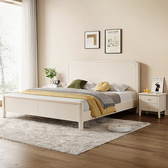 Elegant Beige Rubber Wood Bed Frame - Durable Solid Wood Design hglna-1445