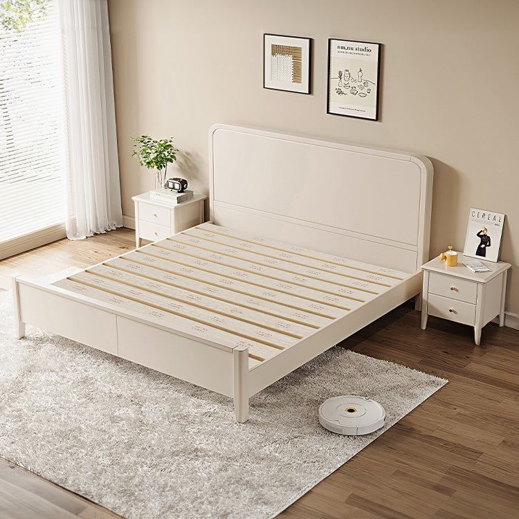 Elegant Beige Rubber Wood Bed Frame - Durable Solid Wood Design hglna-1445