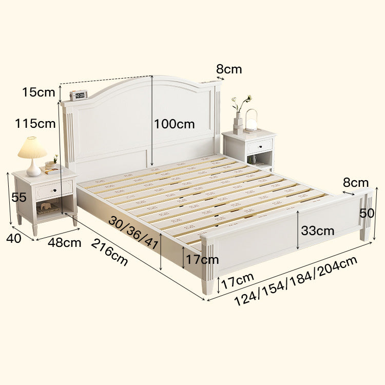 Elegantly Crafted Beige Rubber Wood Bed for Stylish Comfort hglna-1449