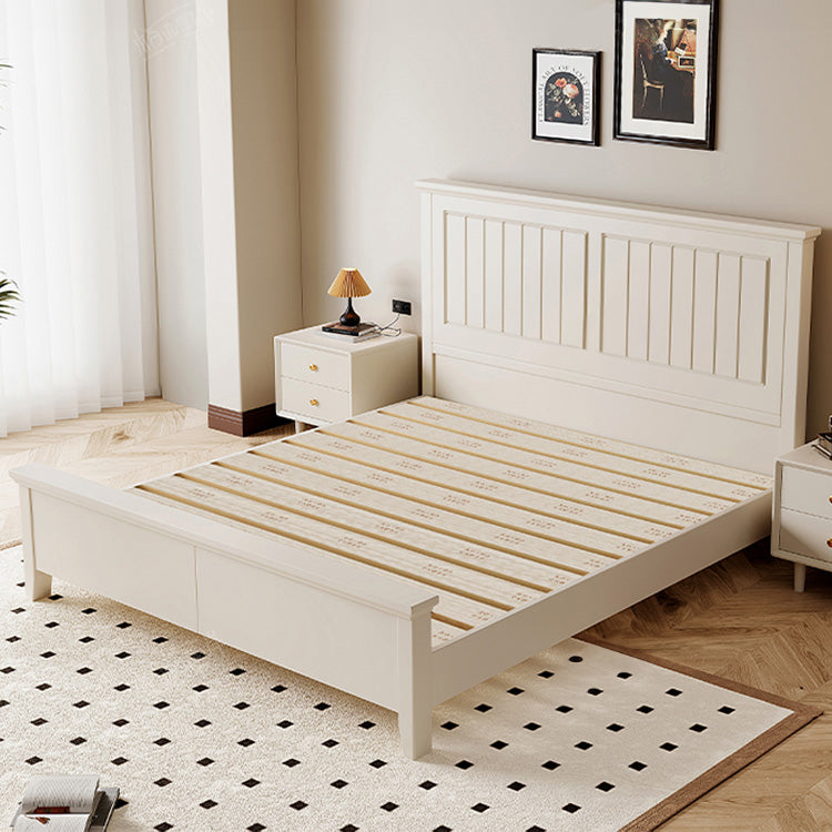 Stylish Beige Brown Rubber Wood Bed - Solid Wood Frame for Ultimate Comfort hglna-1453