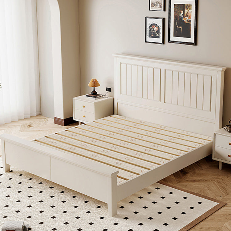 Stylish Beige Brown Rubber Wood Bed - Solid Wood Frame for Ultimate Comfort hglna-1453