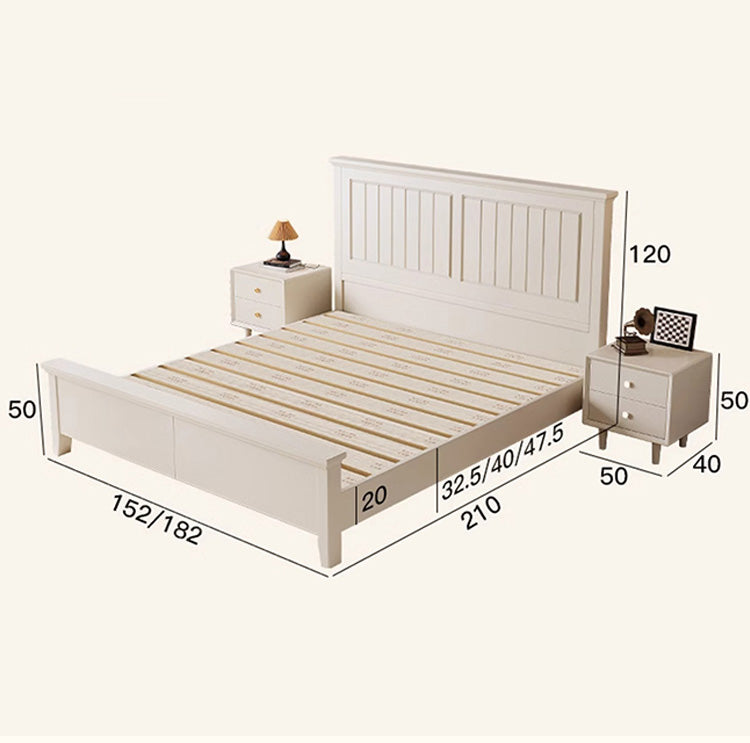 Stylish Beige Brown Rubber Wood Bed - Solid Wood Frame for Ultimate Comfort hglna-1453