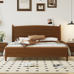 Elegant Solid Brown Ash Pine Wood Bed Frame - Durable & Stylish hglna-1454