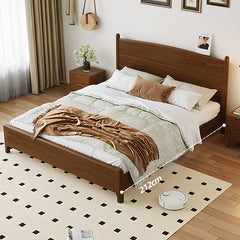 Elegant Solid Brown Ash Pine Wood Bed Frame - Durable & Stylish hglna-1454