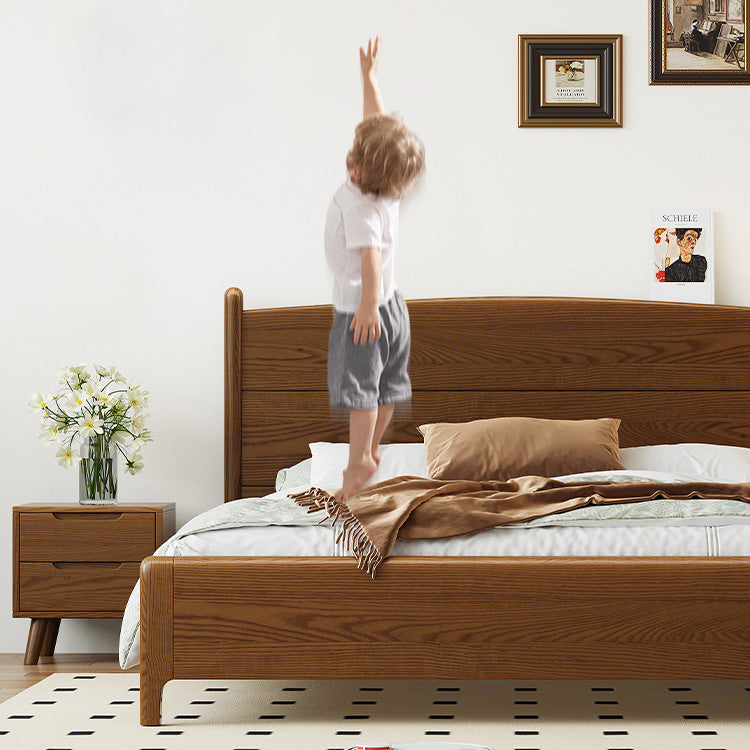 Elegant Solid Brown Ash Pine Wood Bed Frame - Durable & Stylish hglna-1454