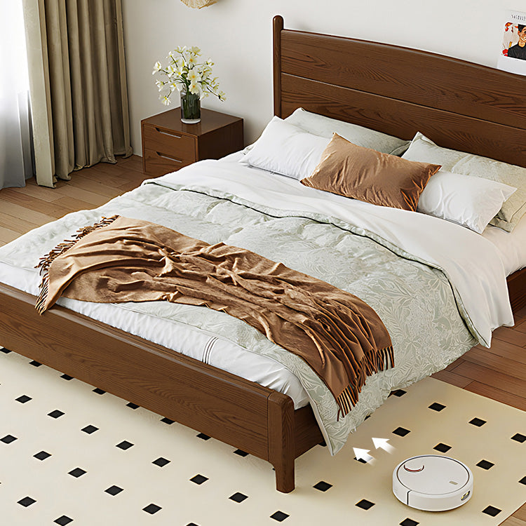 Elegant Solid Brown Ash Pine Wood Bed Frame - Durable & Stylish hglna-1454