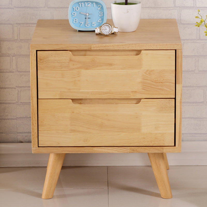 Stylish Natural Brown & White Nightstand - Rubber Wood & Pine Wood Construction hglna-1456