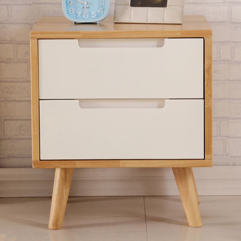 Stylish Natural Brown & White Nightstand - Rubber Wood & Pine Wood Construction hglna-1456