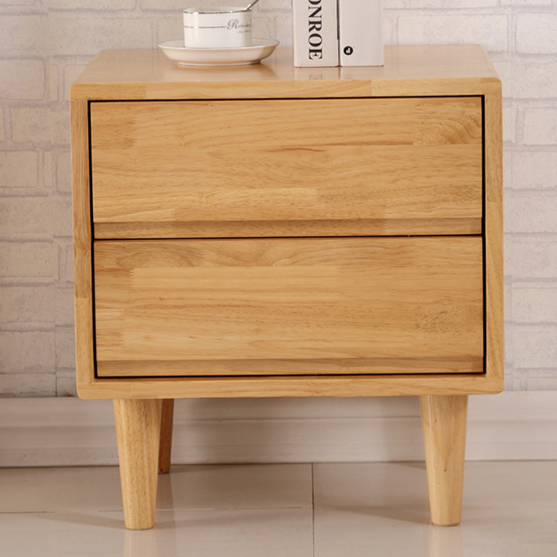 Stylish Natural Brown & White Nightstand - Rubber Wood & Pine Wood Construction hglna-1456