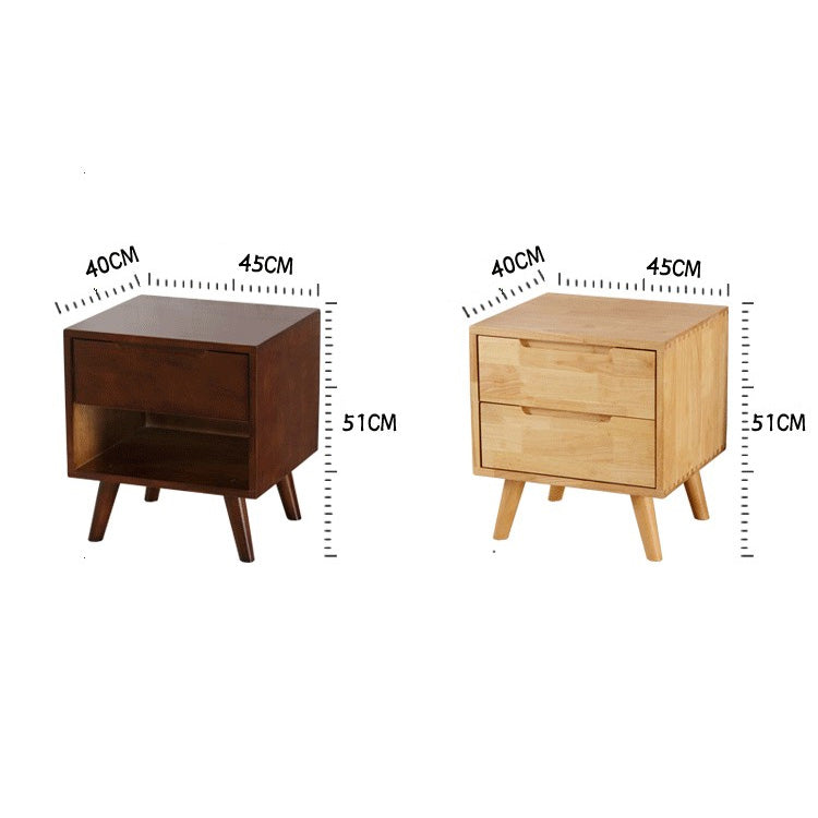 Stylish Natural Brown & White Nightstand - Rubber Wood & Pine Wood Construction hglna-1456