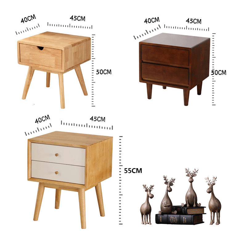 Stylish Natural Brown & White Nightstand - Rubber Wood & Pine Wood Construction hglna-1456