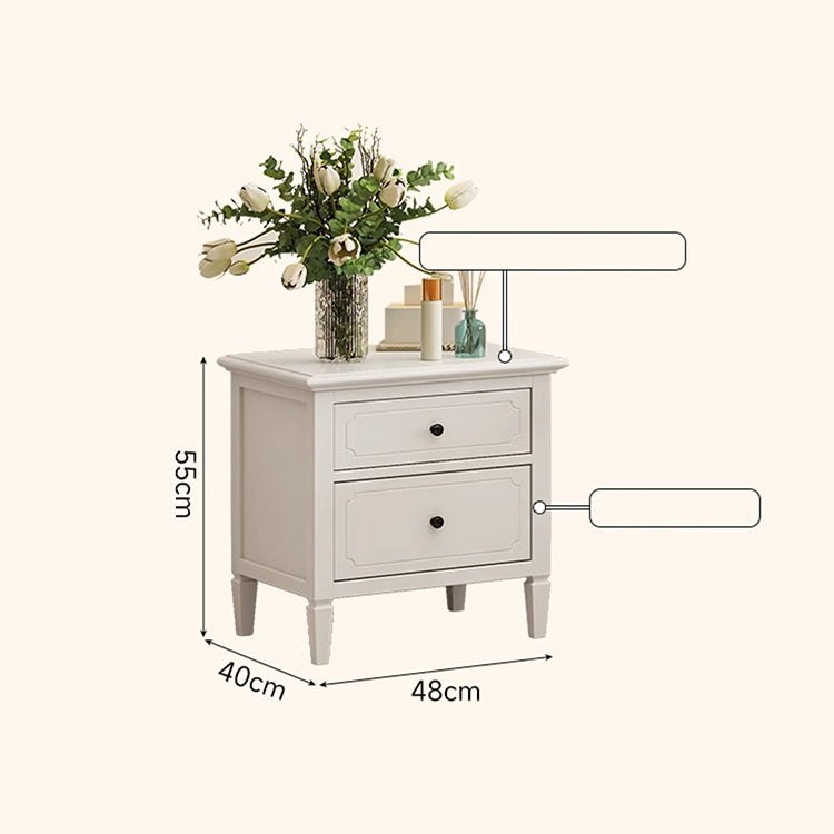 Stylish White Rubber Wood Nightstand with Glass & Ash Wood Accents hglna-1457