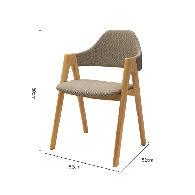 Modern Light Brown Rubber Wood Dining Chair with Cotton-Linen Upholstery Set of 2 hglna-1461