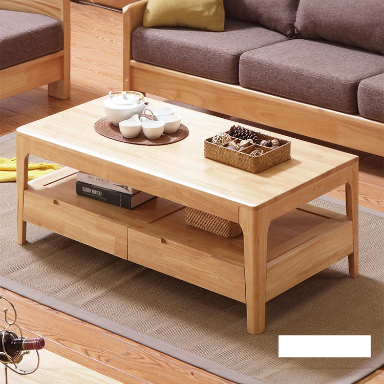 Rectangular Wooden Coffee Table in Natural Wood Color - Modern for LIvingroom hglna-1466