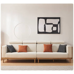 Elegant Beige Brown Suede Sofa with Ash Wood Frame - Perfect for Modern Living Rooms hjhms-1037