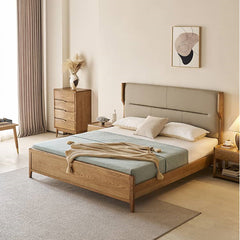 Modern Cal King Wooden Bed Frame with Leather Upholstered Headboard for Your Comfort Home Decor hjhms-1041