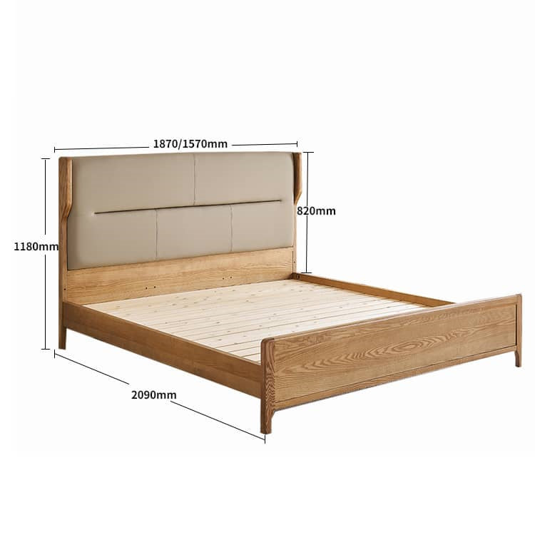 Modern Cal King Wooden Bed Frame with Leather Upholstered Headboard for Your Comfort Home Decor hjhms-1041