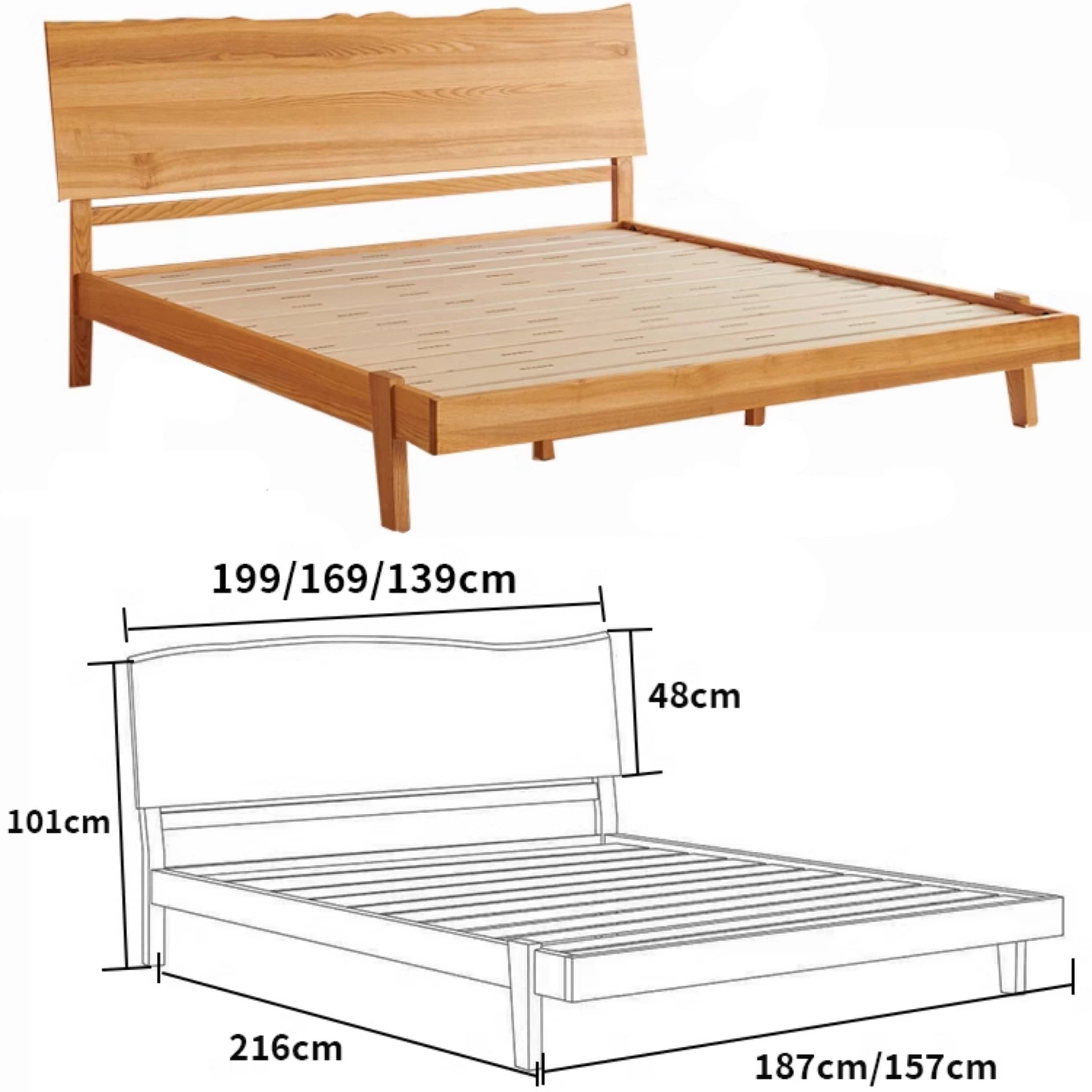 Premium Quality Modern Ash Wood Cal King Bed – Elegant & Durable Queen Design hjhms-1042