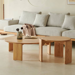 Natural Ash Wood Round Coffee Table Set - Perfect for Modern Livingroom hjhms-1043