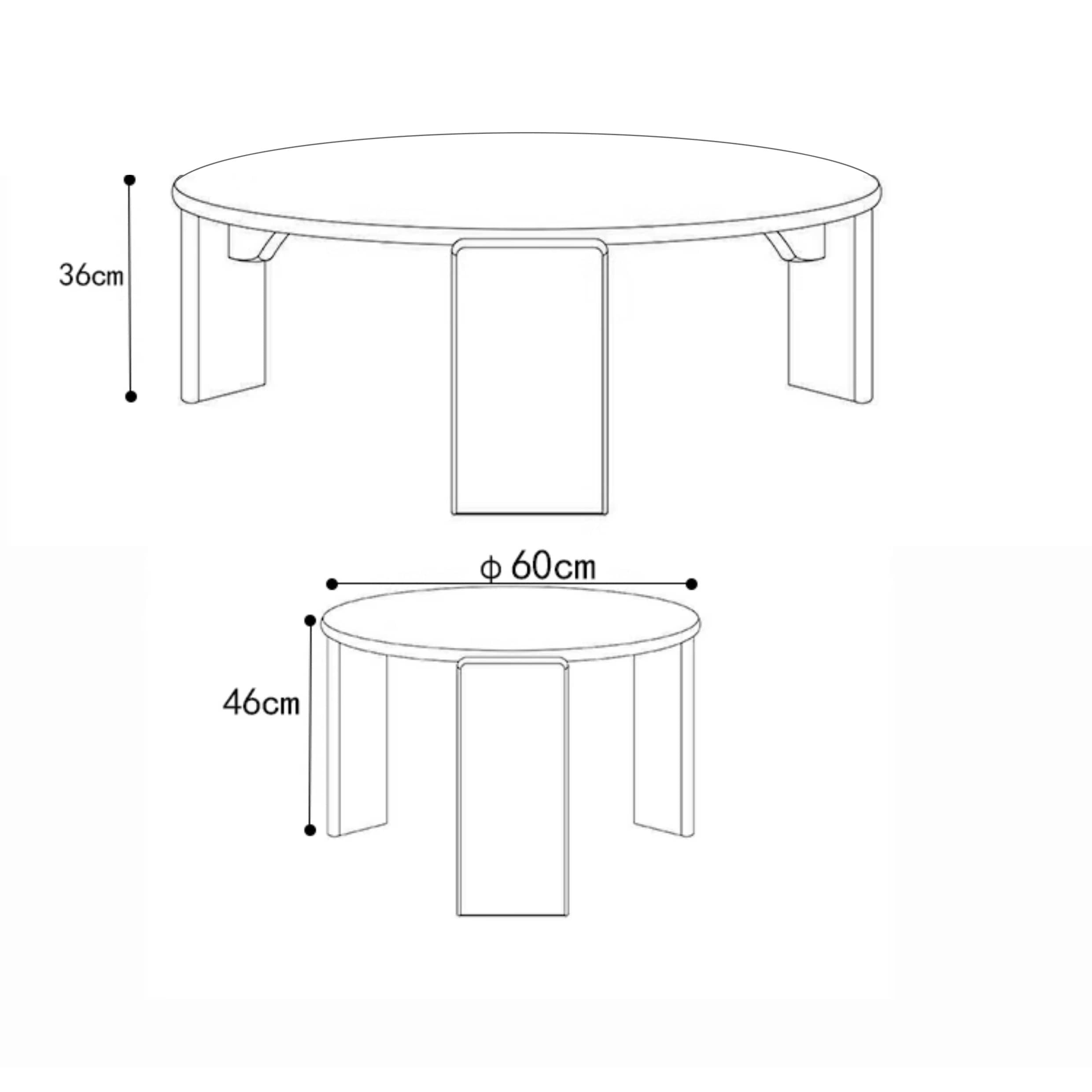 Natural Ash Wood Round Coffee Table Set - Perfect for Modern Livingroom hjhms-1043