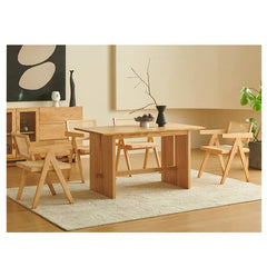 Minimalistic Ash Wood Rectangular Dining Table in Natural Wood Style for 6  hjhms-1044