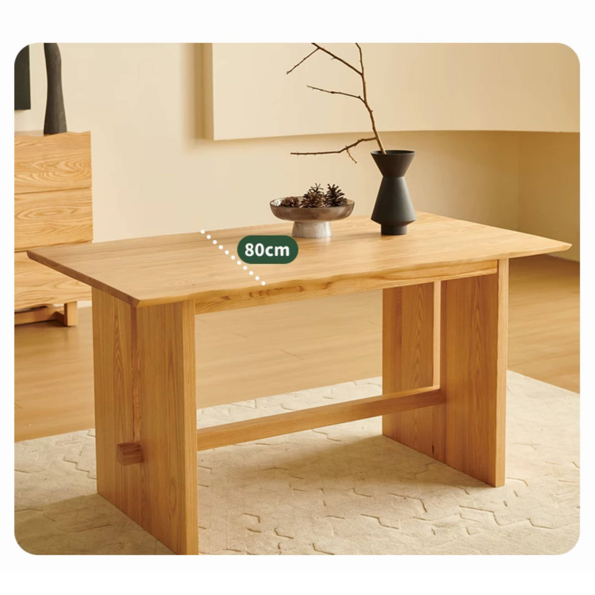 Minimalistic Ash Wood Rectangular Dining Table in Natural Wood Style for 6  hjhms-1044