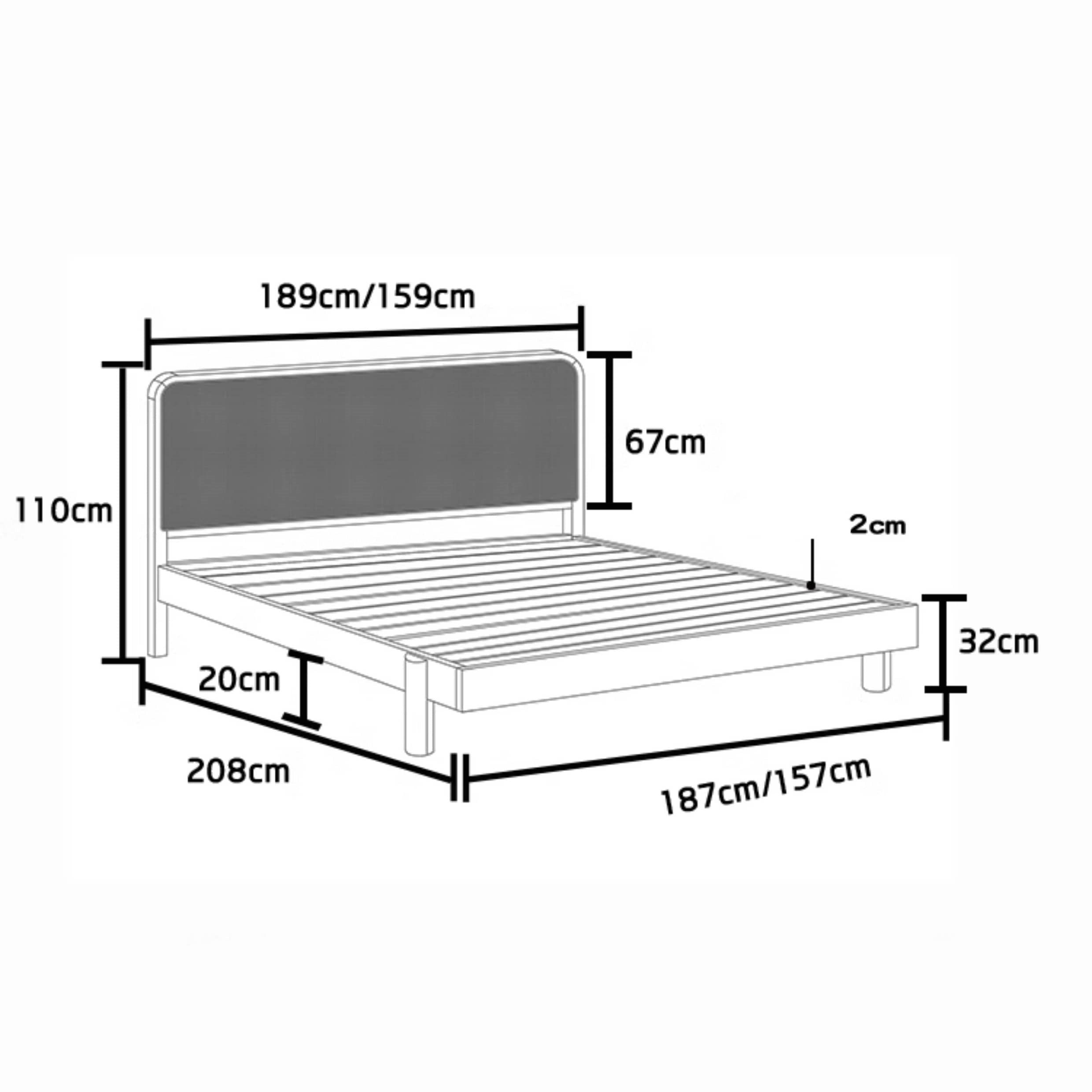 Modern Cal King Wooden Bed with Rattan Headboard Queen Size Design for Bedroom hjhms-1046