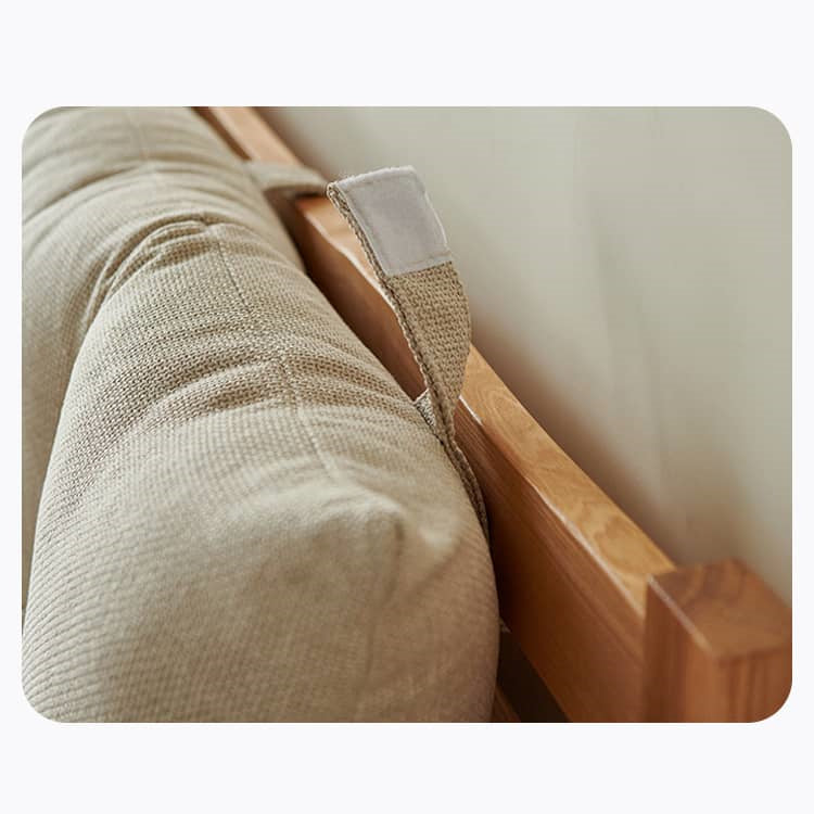 Modern Queen Size Dark Beige Bed with Pine Bed Frame & Cotton Upholstery Headboard California King Size for Your Bedroom Comfort hjhms-1047
