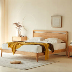 Modern Cal King Ash Wood Bed Frame Sturdy & Durable Design for Your Room Comfort hjhms-1048