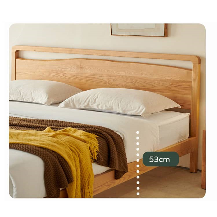 Modern Cal King Ash Wood Bed Frame Sturdy & Durable Design for Your Room Comfort hjhms-1048