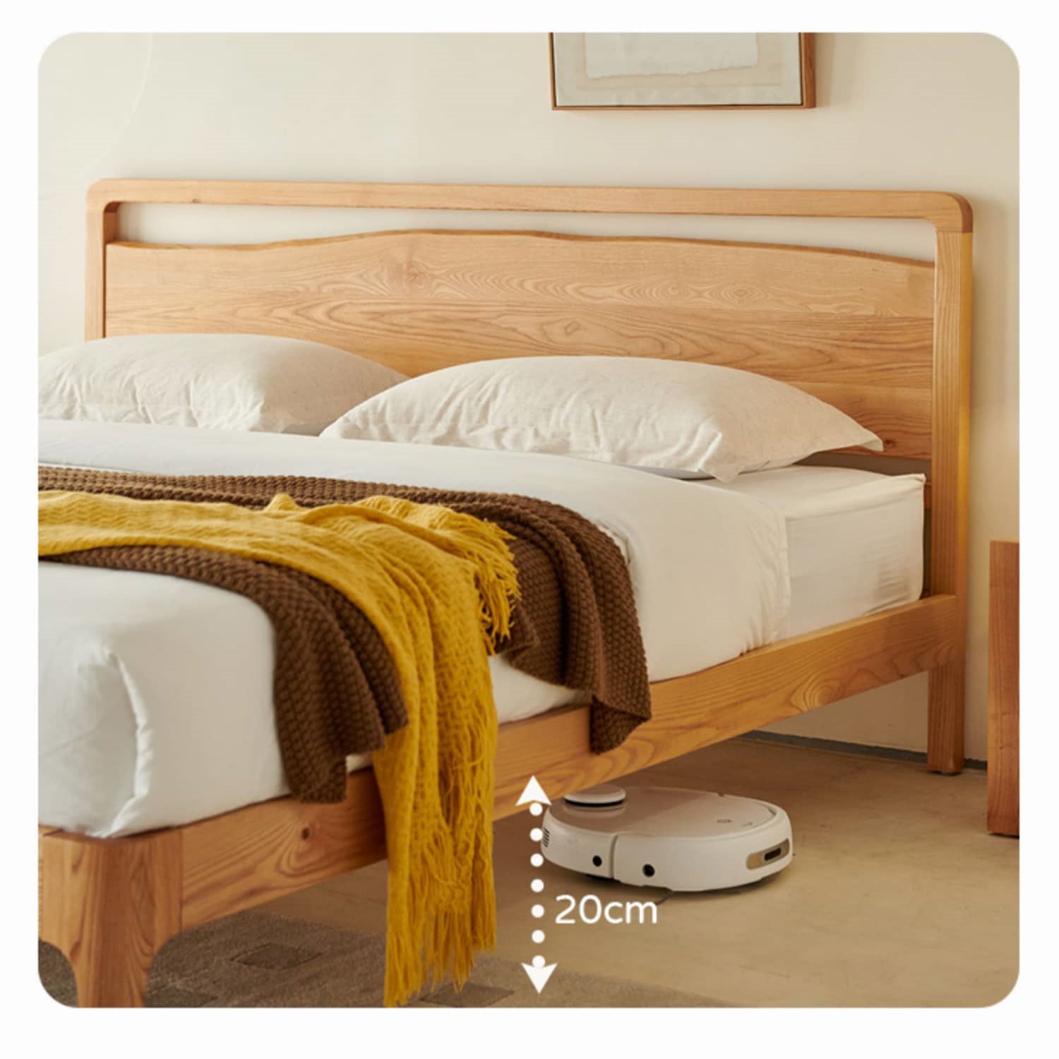 Modern Cal King Ash Wood Bed Frame Sturdy & Durable Design for Your Room Comfort hjhms-1048