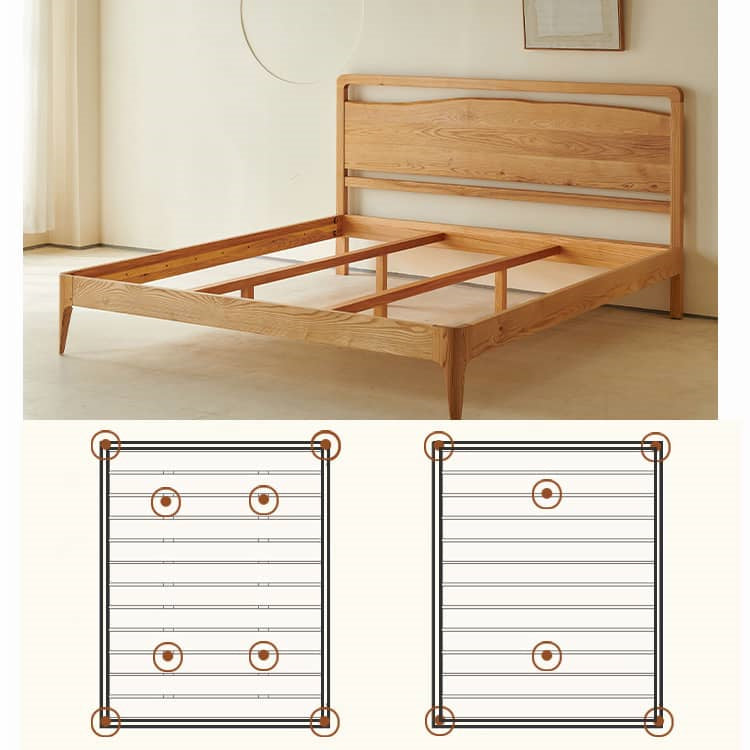 Modern Cal King Ash Wood Bed Frame Sturdy & Durable Design for Your Room Comfort hjhms-1048