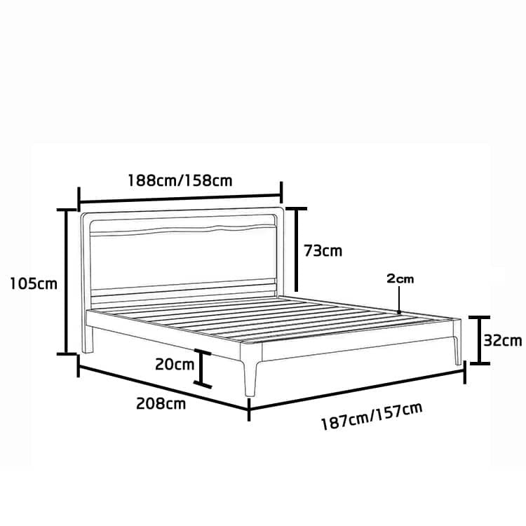 Modern Cal King Ash Wood Bed Frame Sturdy & Durable Design for Your Room Comfort hjhms-1048